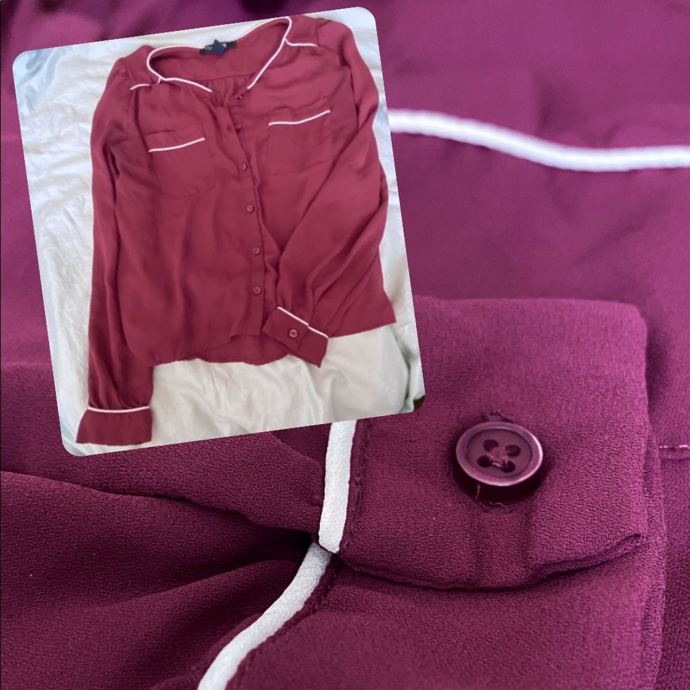 Small Wine Red Long Sleeve Forever 21 Blouse